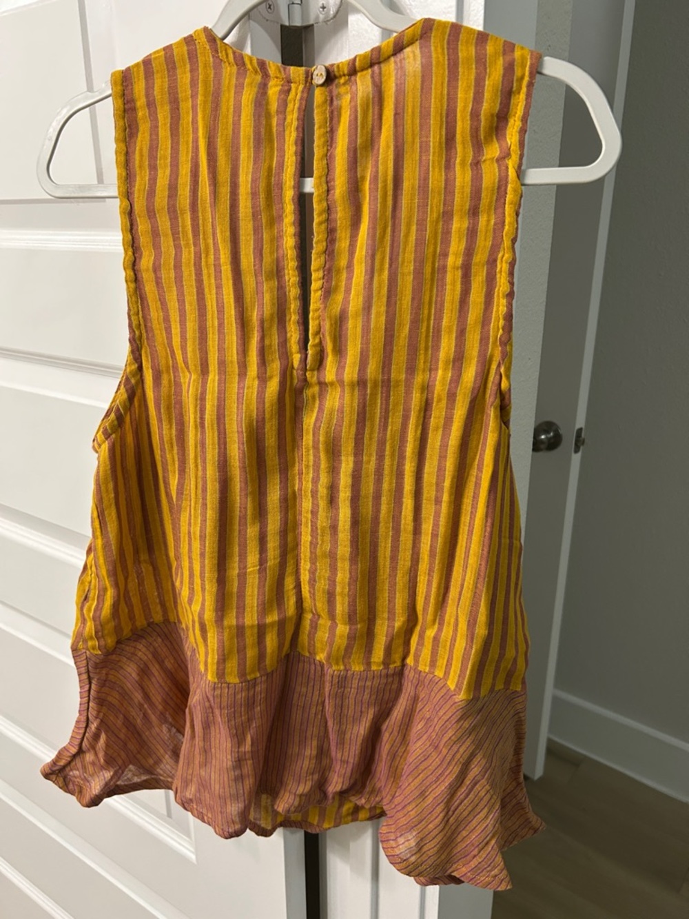 Free People Sz SML Mustard and Rust Striped Tank Top - Picture 3 of 7